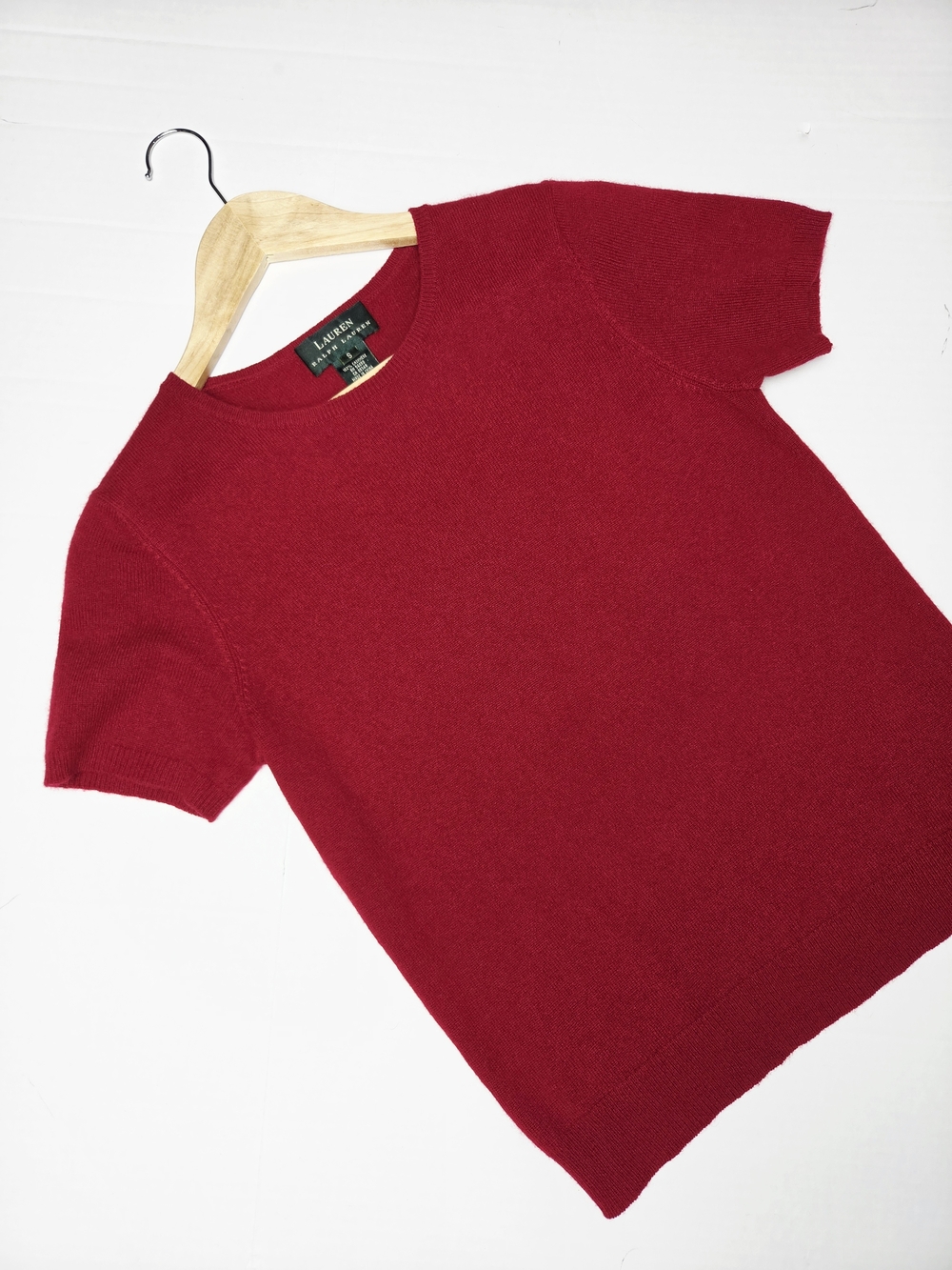 Lauren Ralph Lauren Cashmere Short-Sleeve Crewneck Sweater